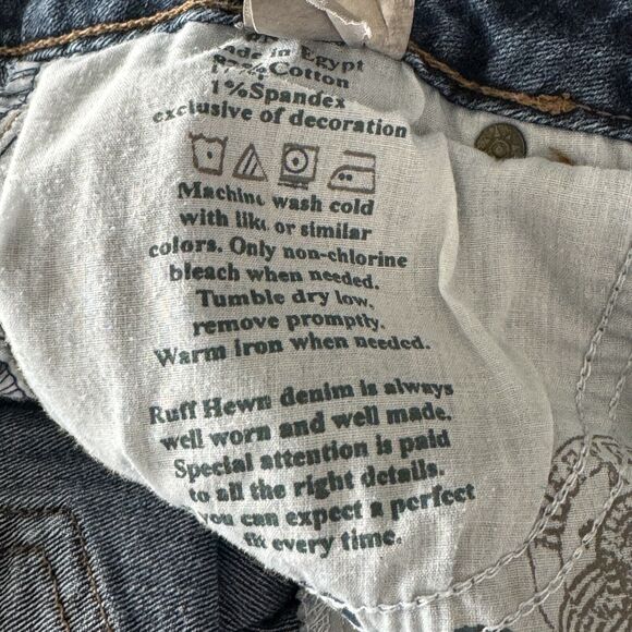Ruff Hewn SZ 4S SHORT Bootcut Jeans Mid-Rise Pockets Stretch Whiskered Blue - Picture 11 of 11
